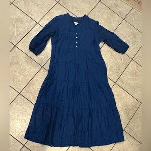 J Jill Blue 3/4 Sleeve maxi Dress Size Medium Petite